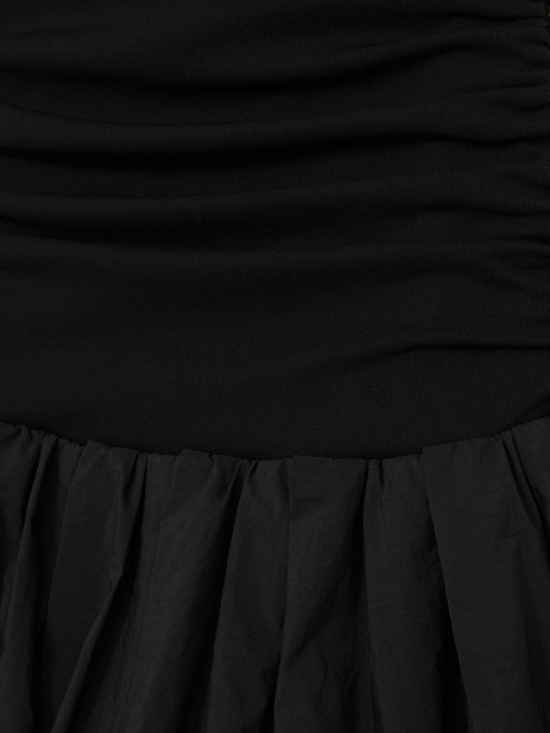 Off-Shoulder Puffball Mini Dress Black | Womens