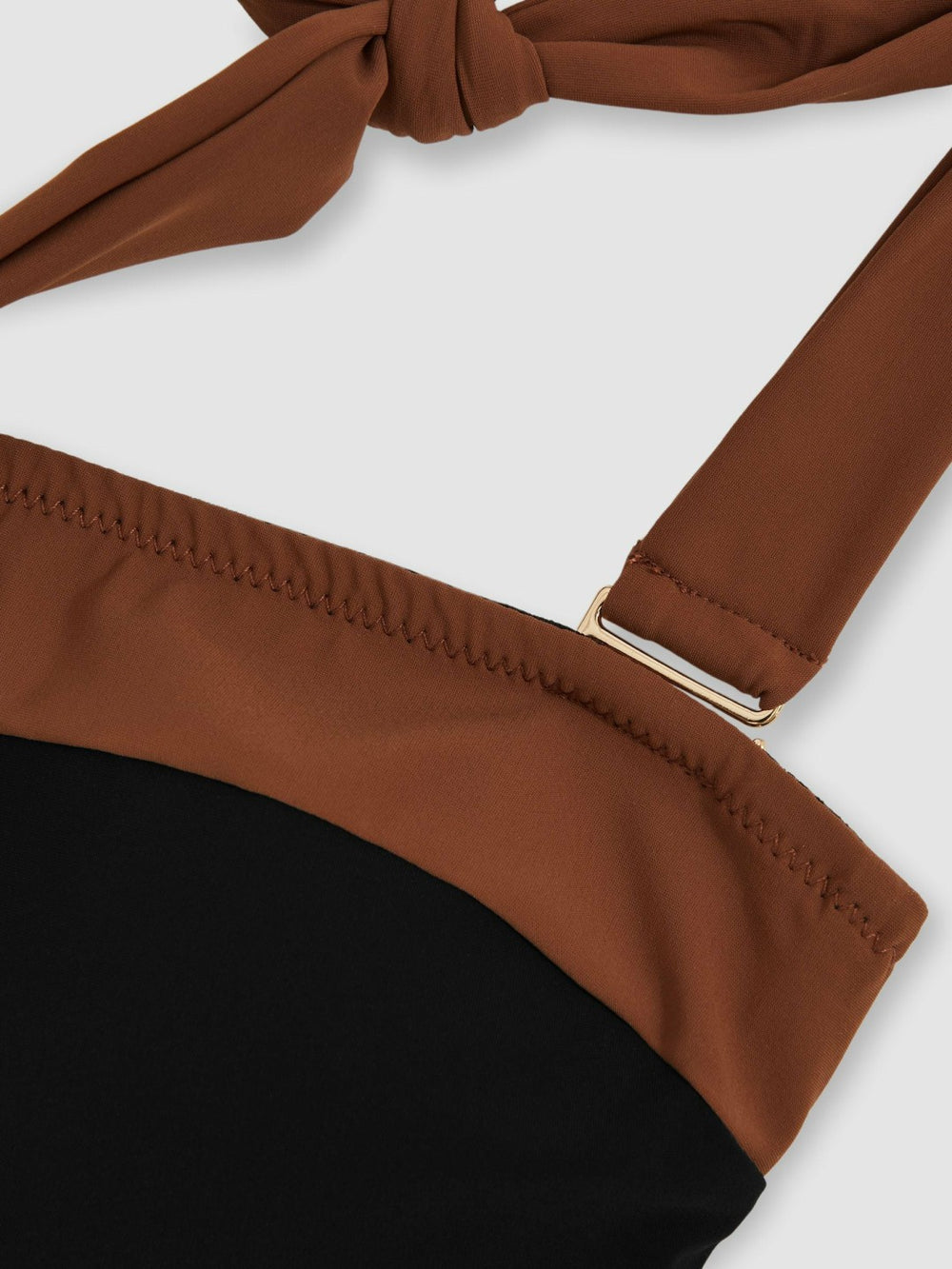 Contrast-Trim Bandeau Bikini Top Black/Tan | Womens