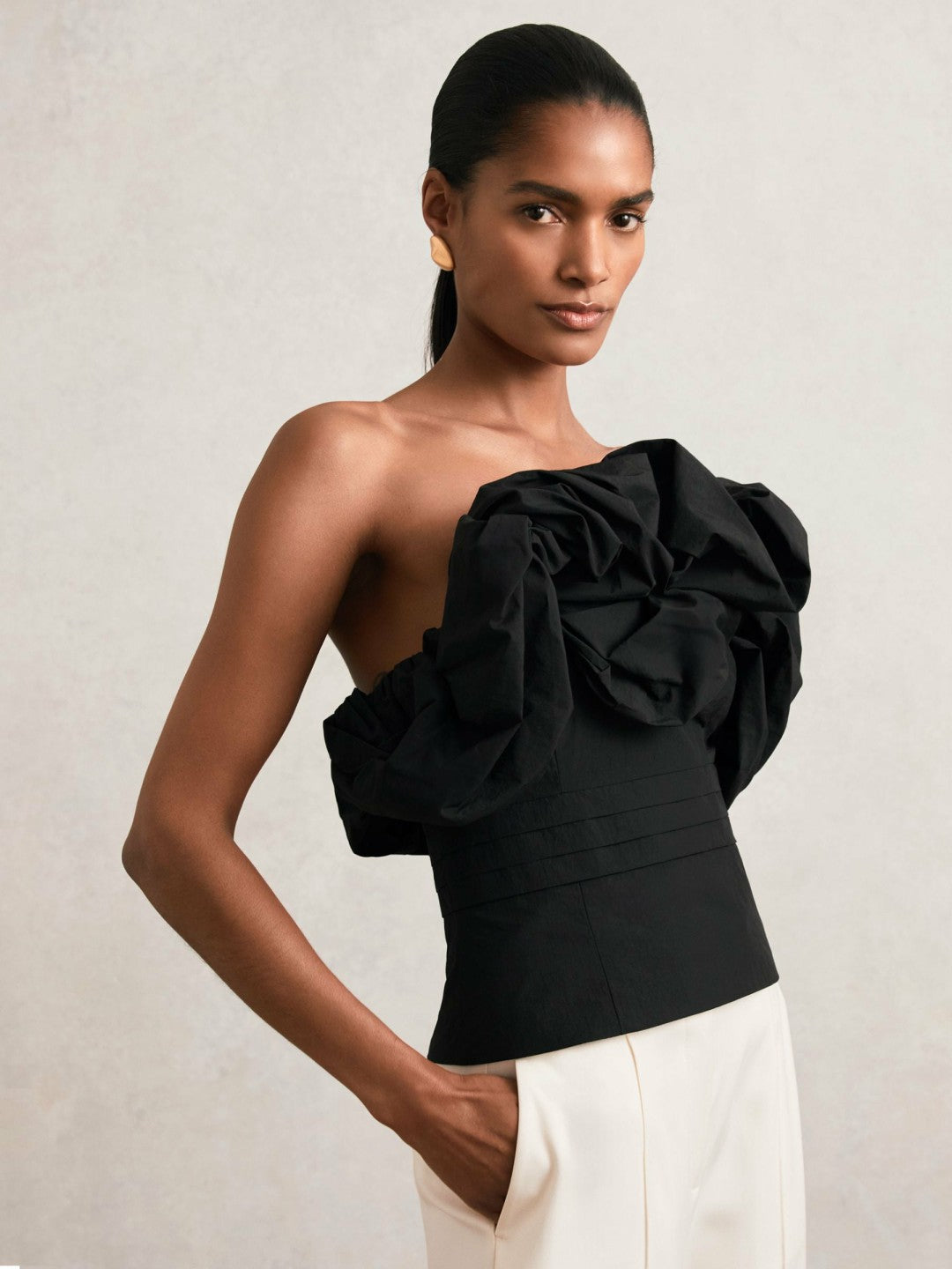 Sculptural Strapless Top Black | Womens