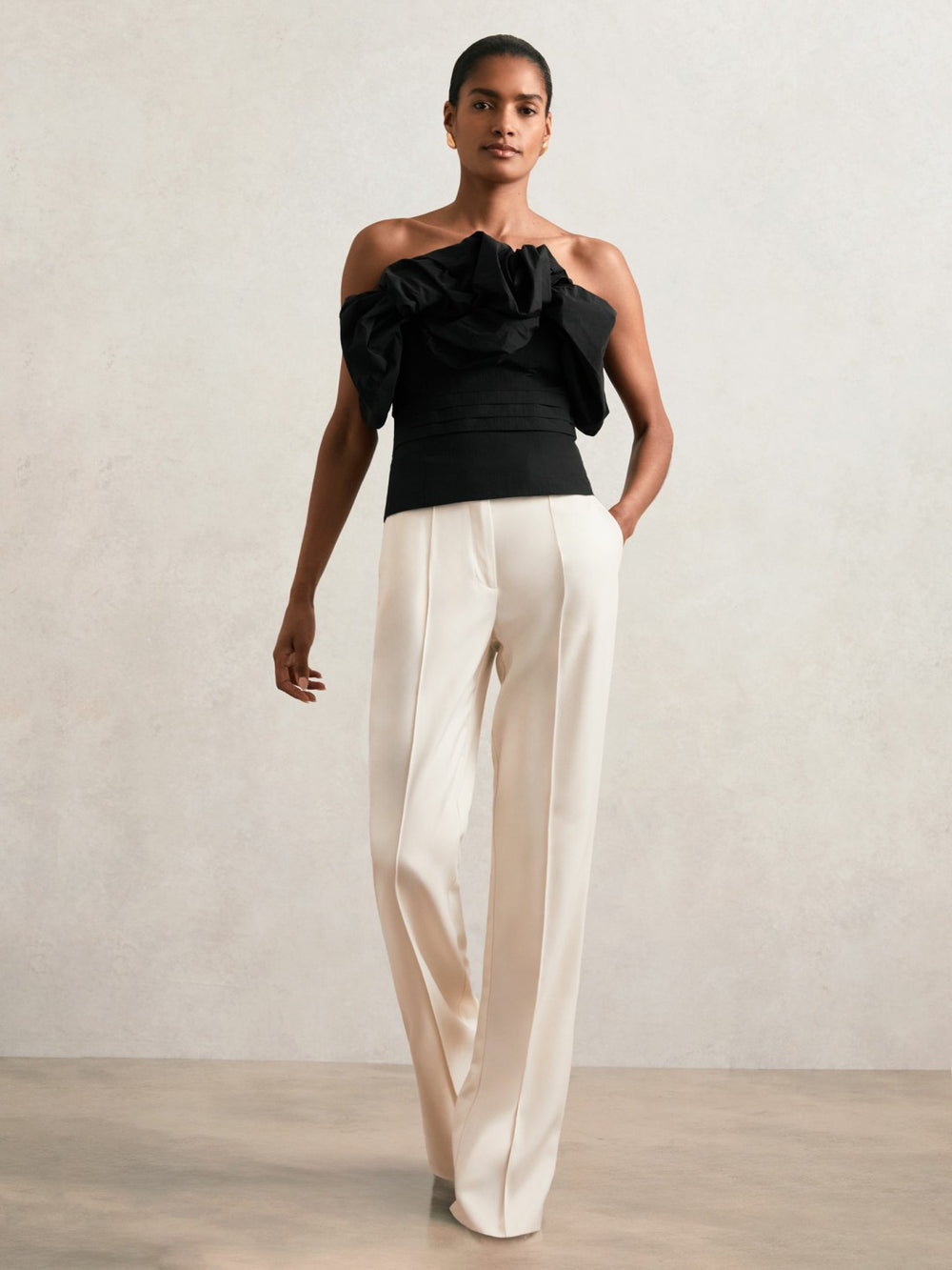 Sculptural Strapless Top Black | Womens