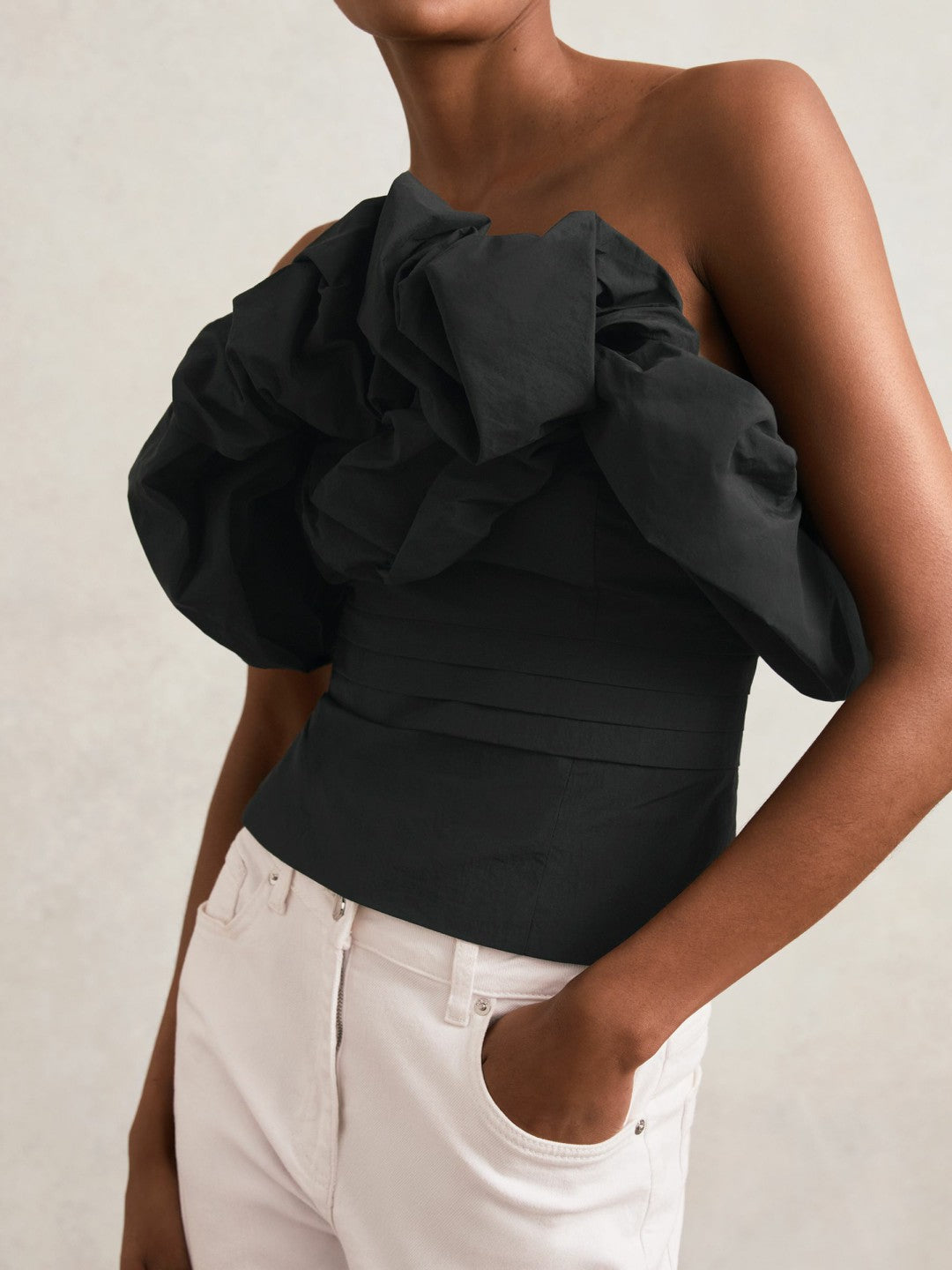 Sculptural Strapless Top Black | Womens