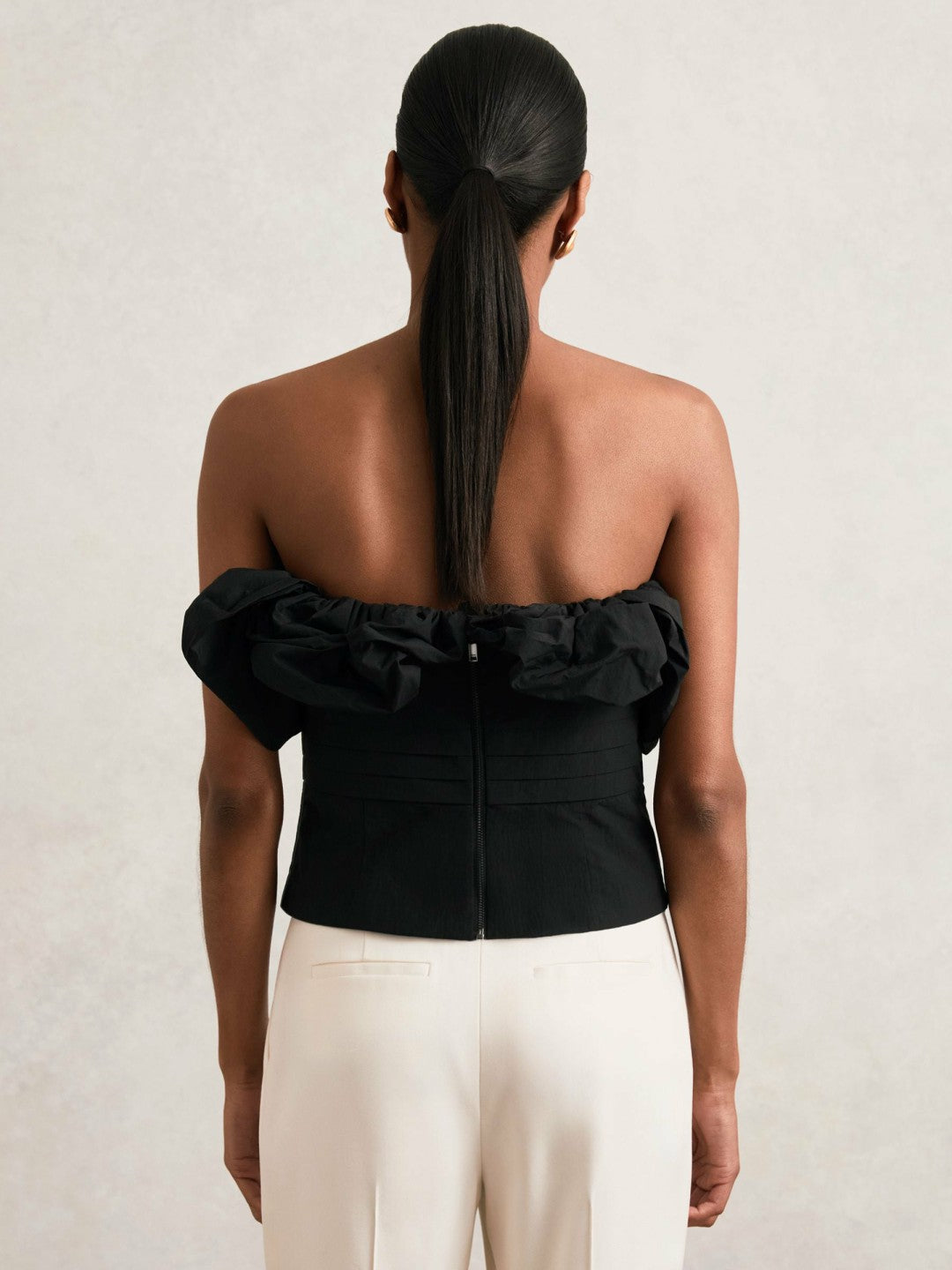 Sculptural Strapless Top Black | Womens