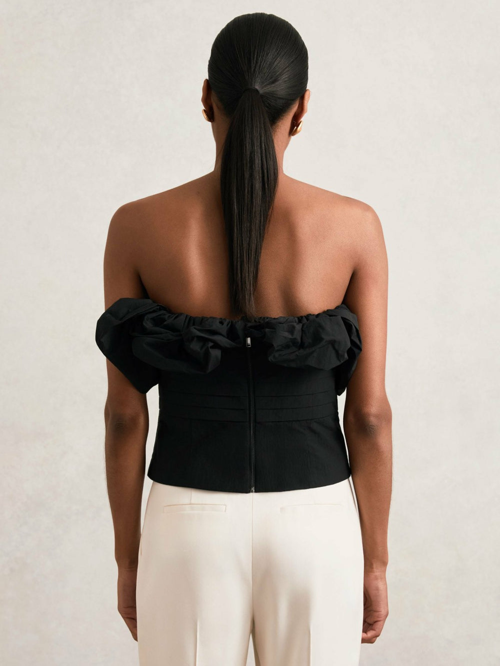 Sculptural Strapless Top Black | Womens