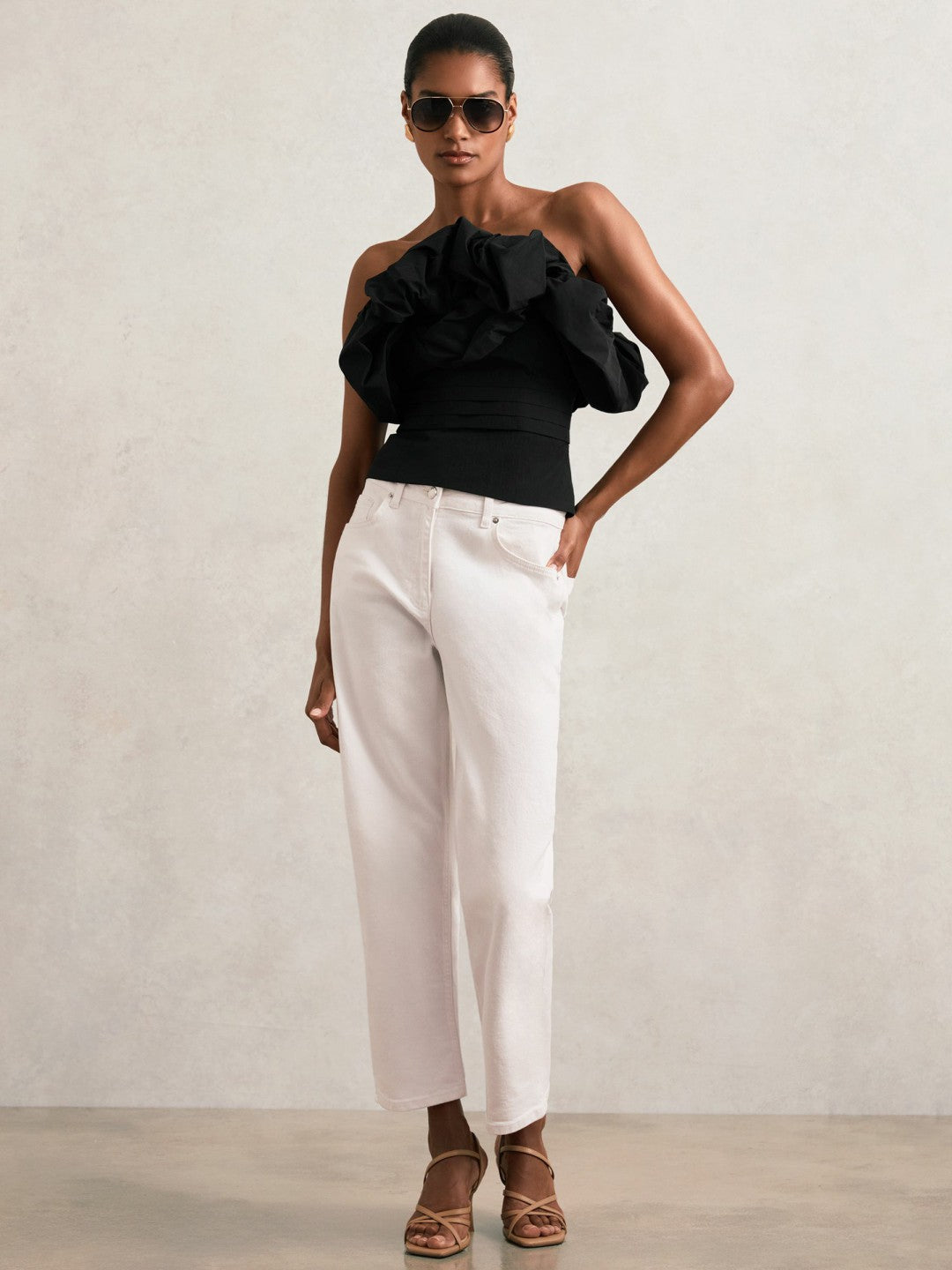 Sculptural Strapless Top Black | Womens