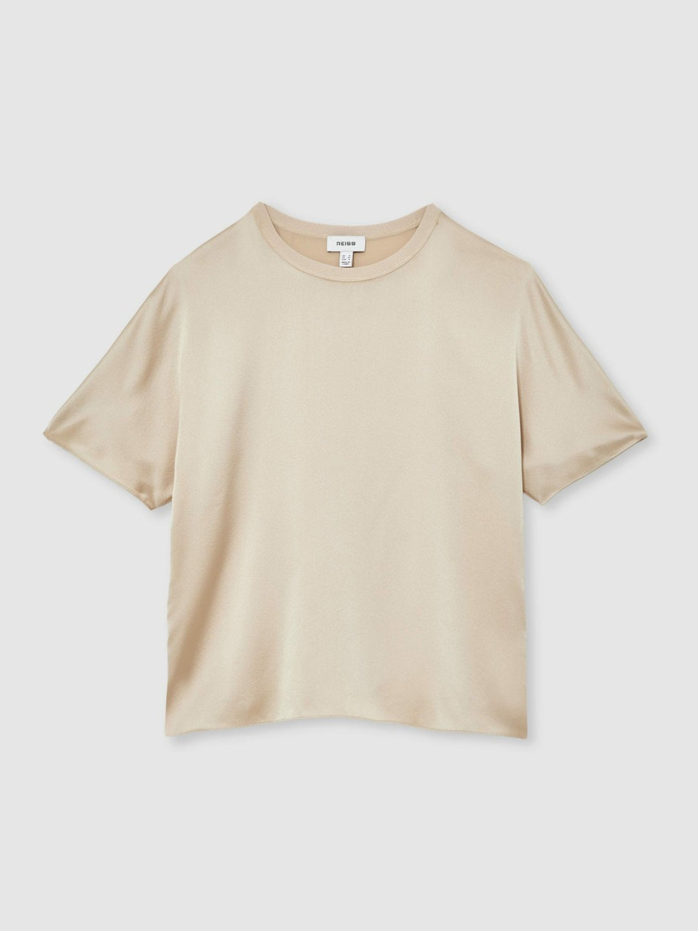 Silk Short-Sleeve Top Champagne Neutral | Womens