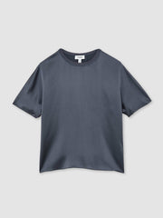 Silk Short-Sleeve Top Blue | Womens
