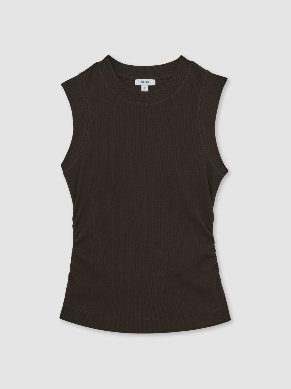 Ribbed Ruched Waist Vest Chocolate | Womens