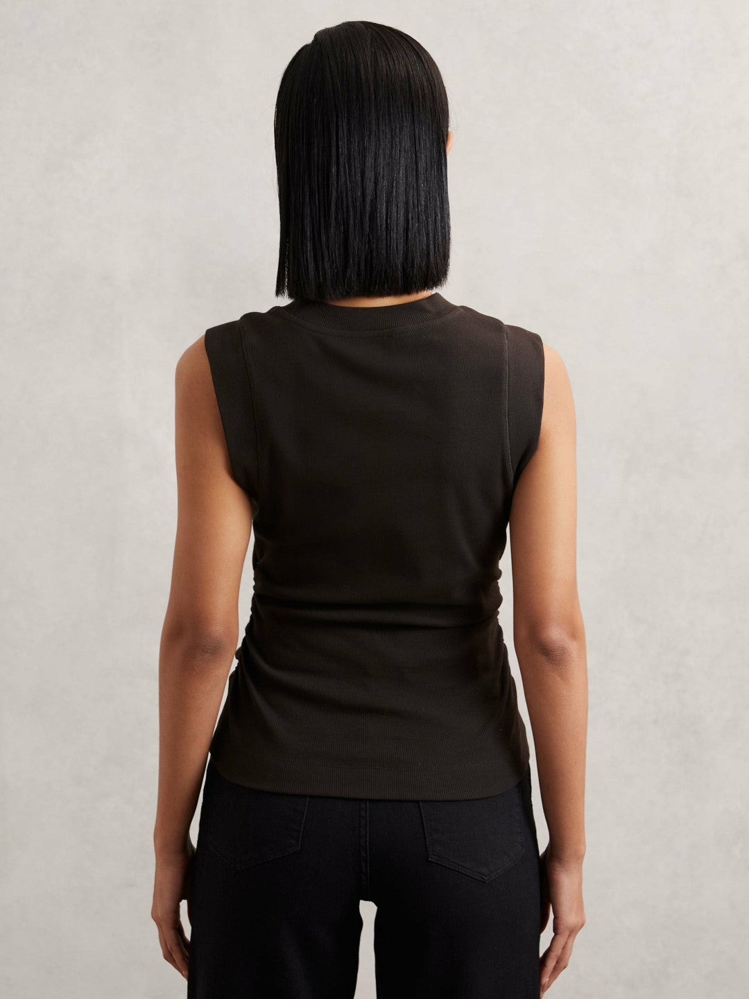 Ribbed Ruched Waist Vest Chocolate | Womens