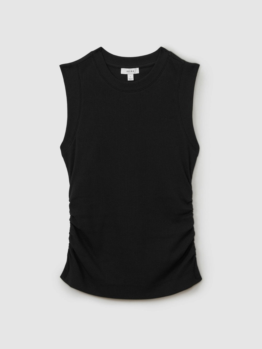 Ribbed Ruched Waist Vest Black | Womens
