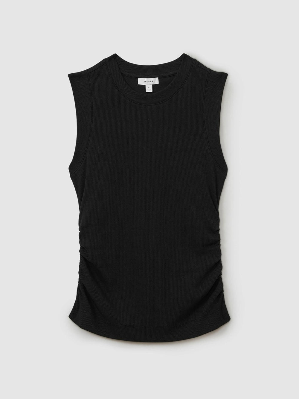 Ribbed Ruched Waist Vest Black | Womens
