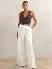 Leather Elongated-Buckle Skinny Belt Black | Womens