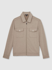 Interlock Jersey Zip-Through Jacket Taupe Brown | Mens