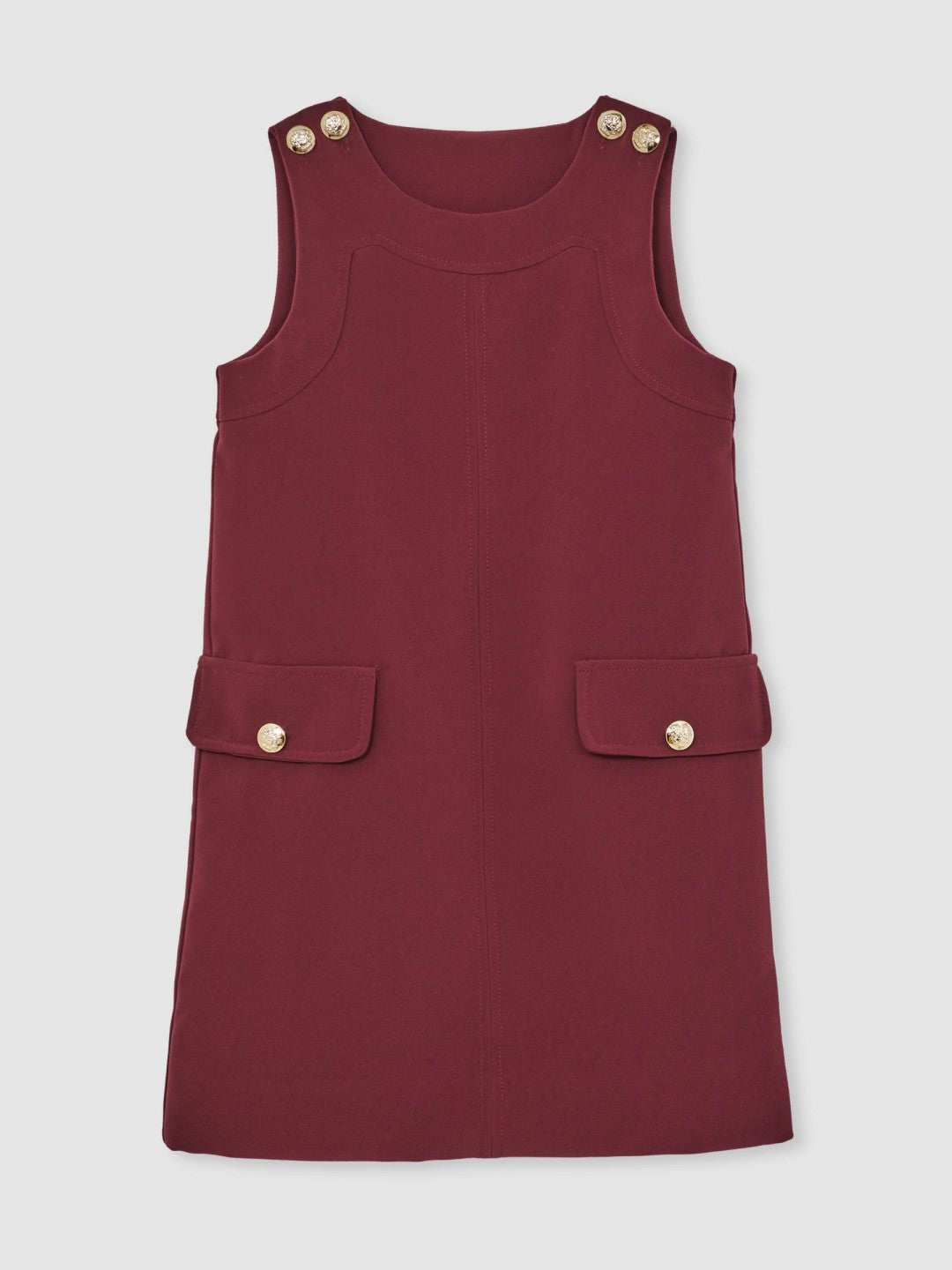 13-14 yrs Button-Detail Sleeveless Shift Dress Berry | Children