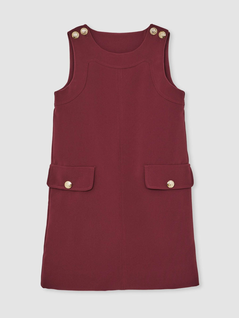 13-14 yrs Button-Detail Sleeveless Shift Dress Berry | Children
