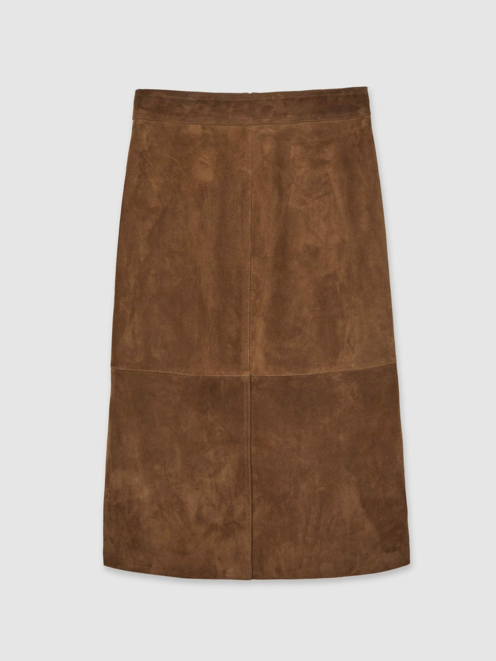 Suede Straight-Fit Midi Skirt Tan Brown | Womens