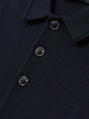 9-13 yrs Merino Wool Long-Sleeve Polo Shirt Navy | Children