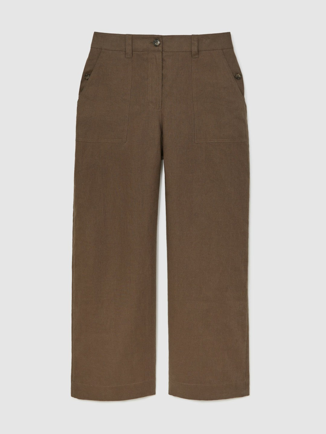 Petite Linen Wide Leg Trousers Chocolate Brown | Womens