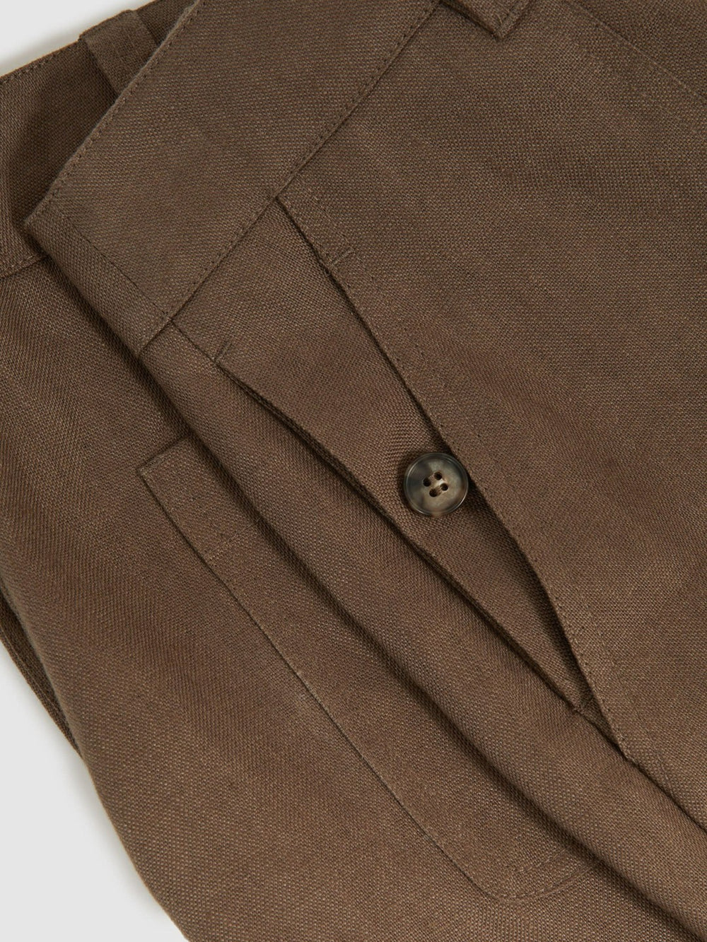 Petite Linen Wide Leg Trousers Chocolate Brown | Womens