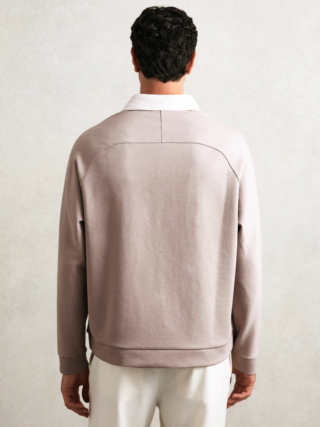 Colour Block Rugby Shirt Oatmeal/White | Mens