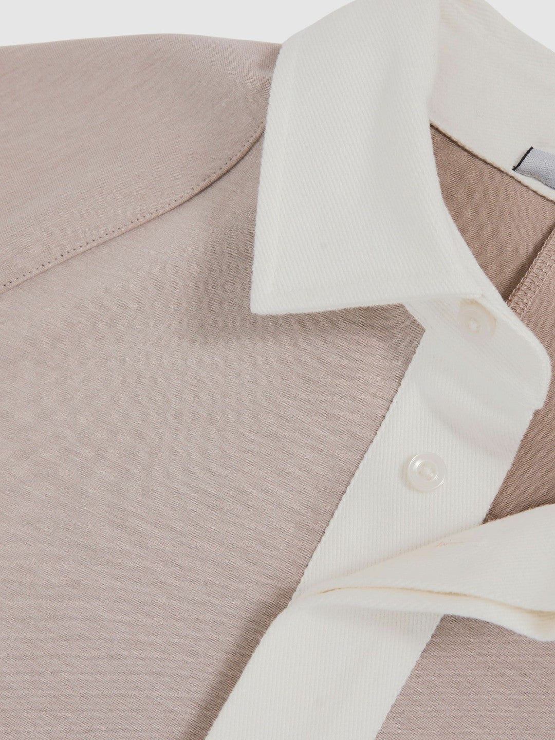 Colour Block Rugby Shirt Oatmeal/White | Mens