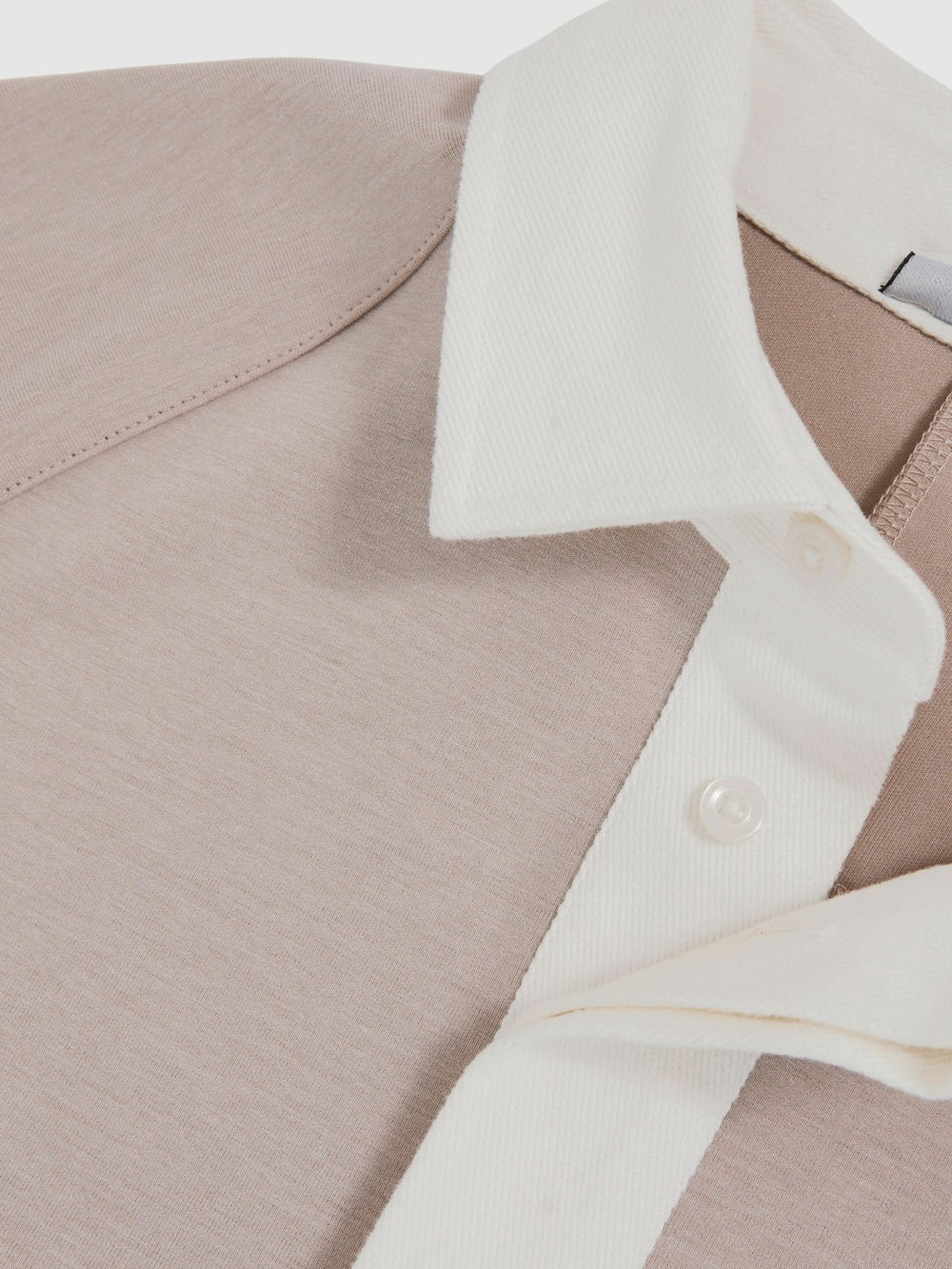 Colour Block Rugby Shirt Oatmeal/White | Mens