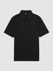 Cotton Short-Sleeve Polo Shirt Black | Mens
