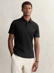 Cotton Short-Sleeve Polo Shirt Black | Mens