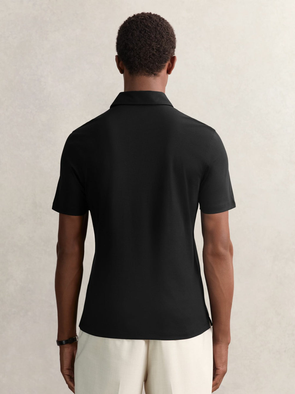 Cotton Short-Sleeve Polo Shirt Black | Mens