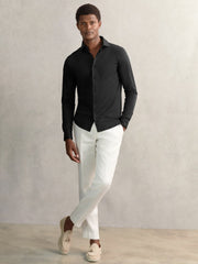 Cotton-Jersey Button-Through Shirt Black | Mens
