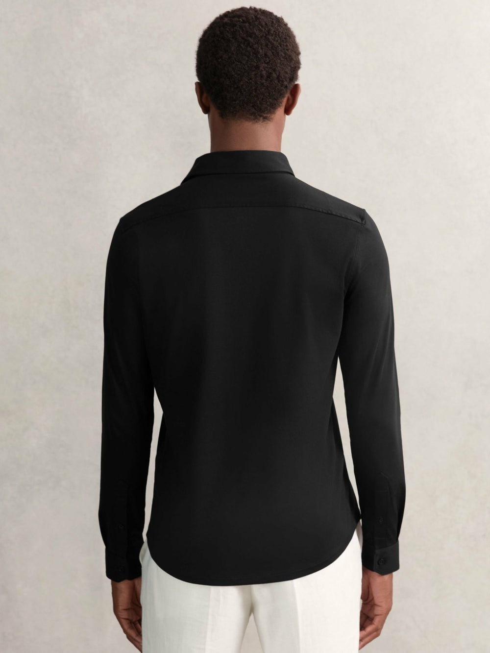 Cotton-Jersey Button-Through Shirt Black | Mens