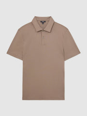 Cotton Short-Sleeve Polo Shirt Taupe Brown | Mens