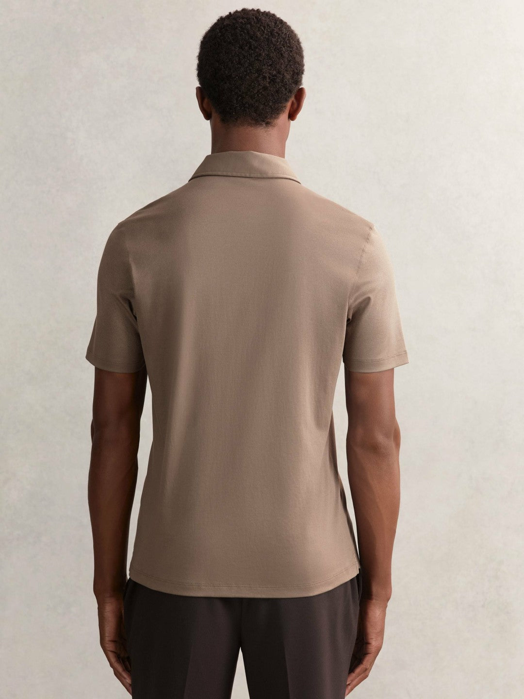 Cotton Short-Sleeve Polo Shirt Taupe Brown | Mens