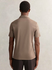Cotton Short-Sleeve Polo Shirt Taupe Brown | Mens