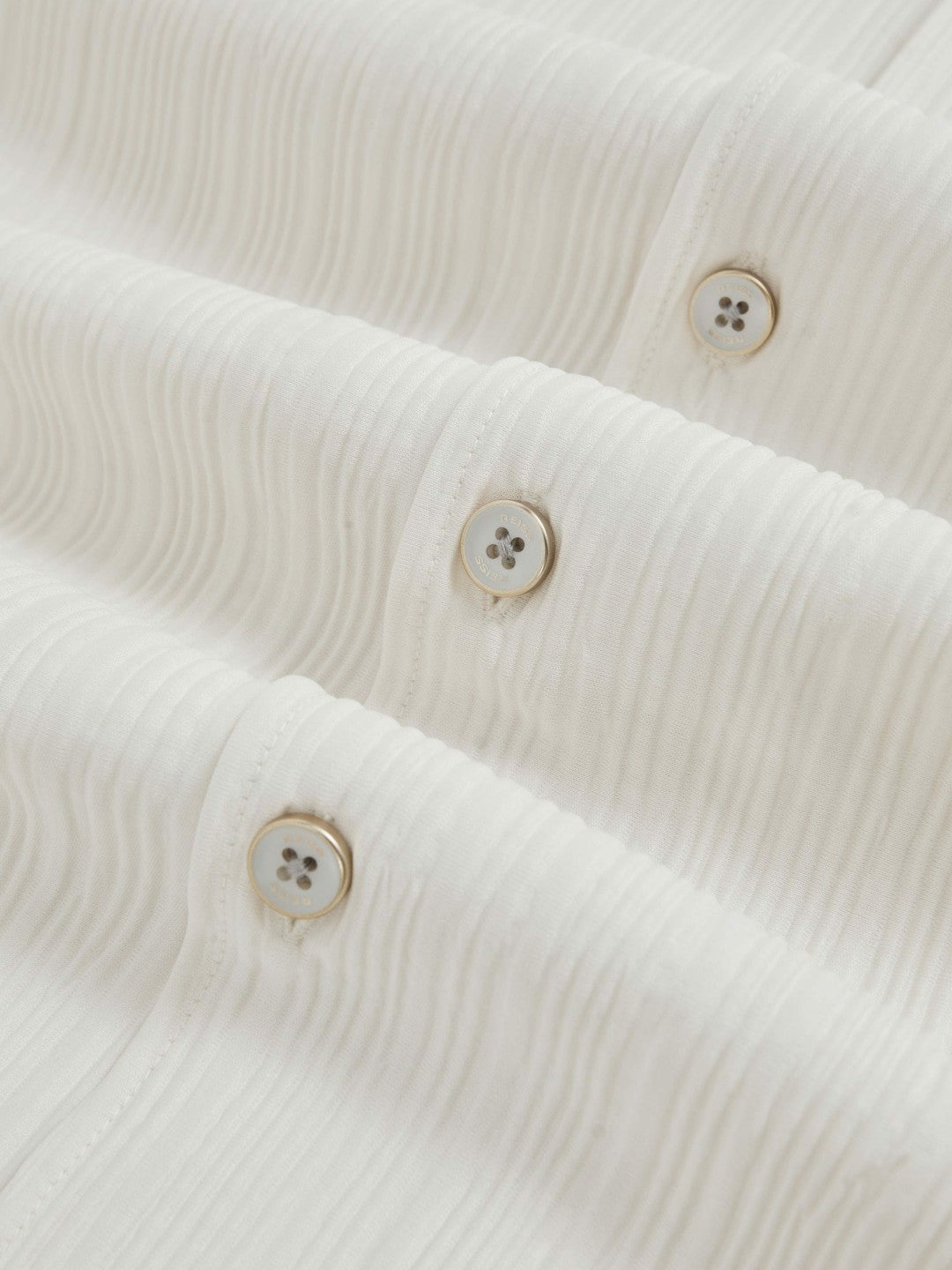 Plissé Cuban-Collar Long-Sleeve Shirt Off White | Mens