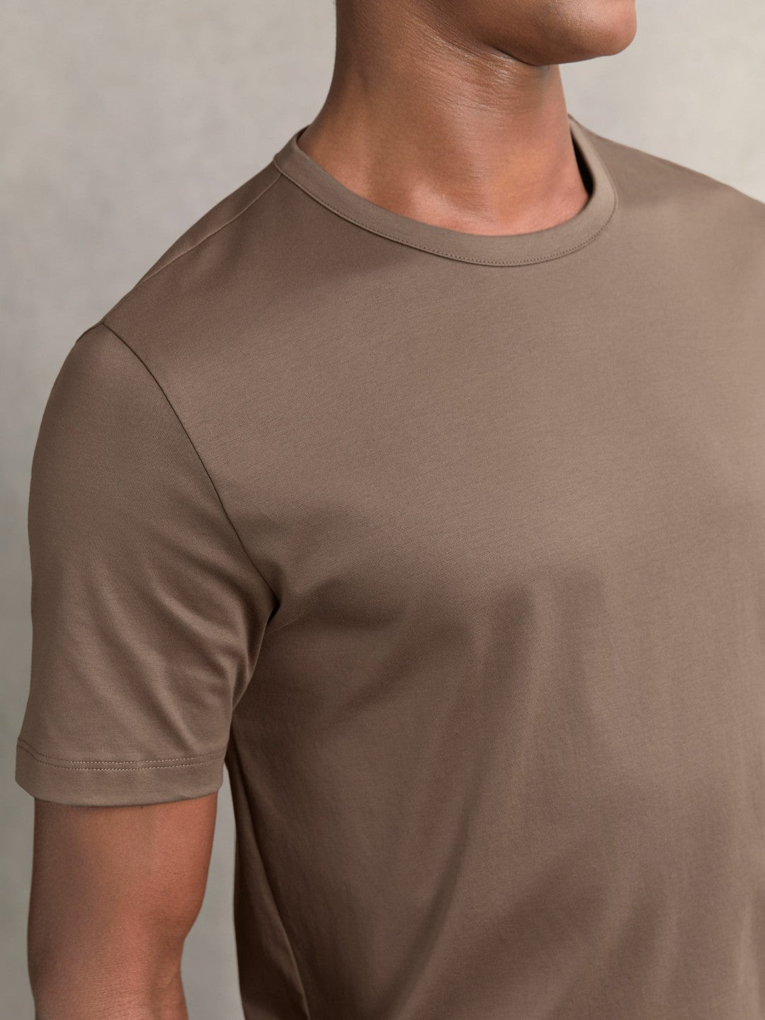 Airwater-Cotton Crew-Neck T-Shirt Taupe Brown | Mens