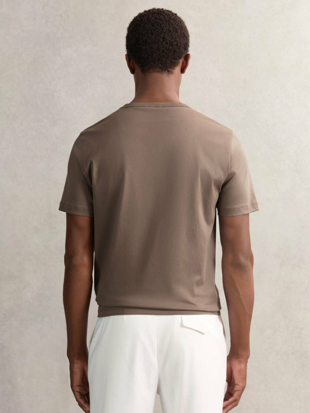 Airwater-Cotton Crew-Neck T-Shirt Taupe Brown | Mens