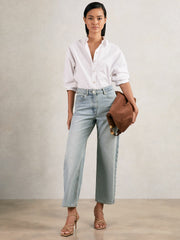 Petite Mid-Rise Straight-Leg Jeans Pale Blue | Womens