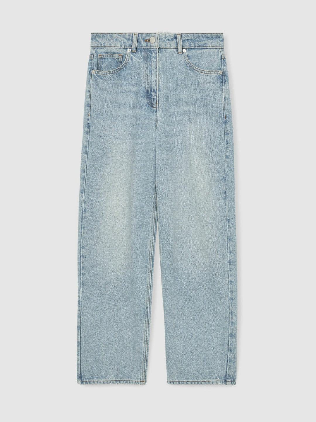 Petite Mid-Rise Straight-Leg Jeans Pale Blue | Womens