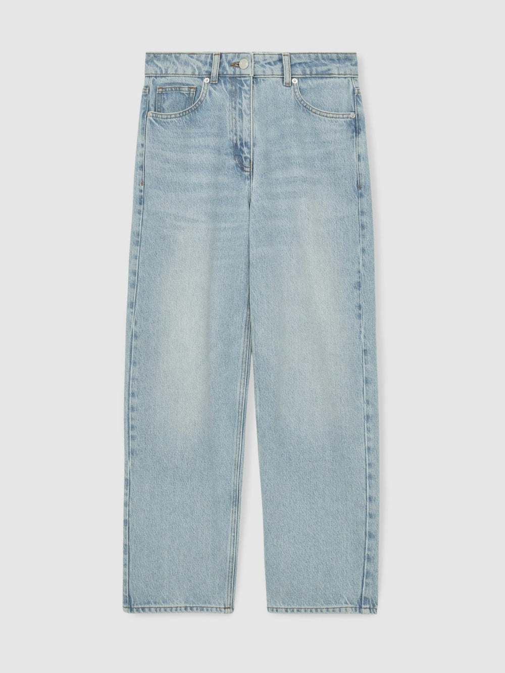 Petite Mid-Rise Straight-Leg Jeans Pale Blue | Womens