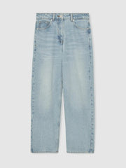 Petite Mid-Rise Straight-Leg Jeans Pale Blue | Womens