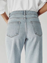 Petite Mid-Rise Straight-Leg Jeans Pale Blue | Womens