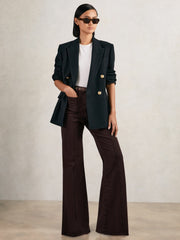 Petite Patch-Pocket Flared Jeans Burgundy | Womens