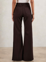 Petite Patch-Pocket Flared Jeans Burgundy | Womens