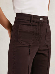 Petite Patch-Pocket Flared Jeans Burgundy | Womens