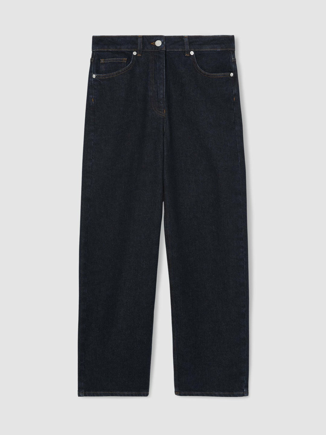 Petite Mid-Rise Straight-Leg Jeans Dark Blue | Womens