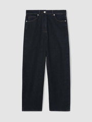 Petite Mid-Rise Straight-Leg Jeans Dark Blue | Womens