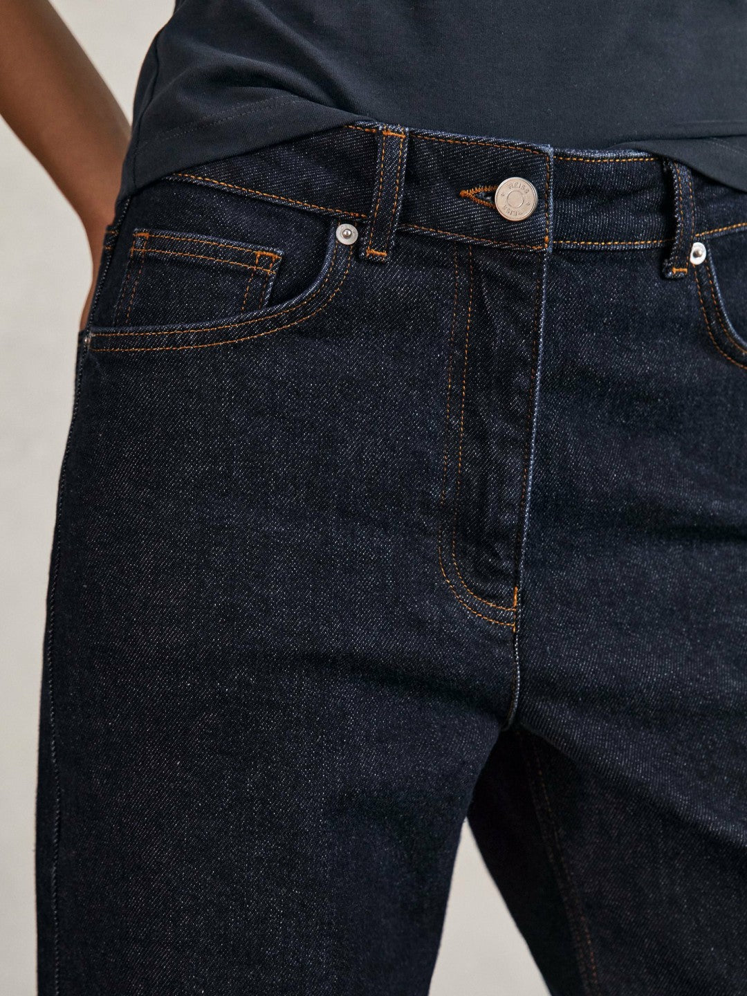 Petite Mid-Rise Straight-Leg Jeans Dark Blue | Womens