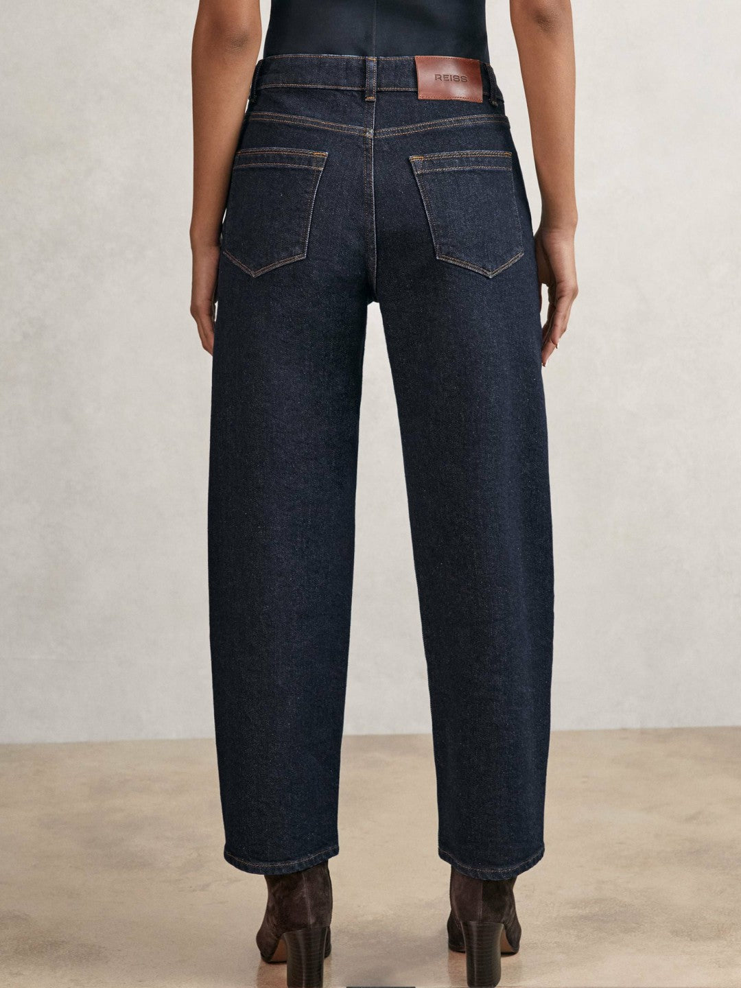 Petite Mid-Rise Straight-Leg Jeans Dark Blue | Womens