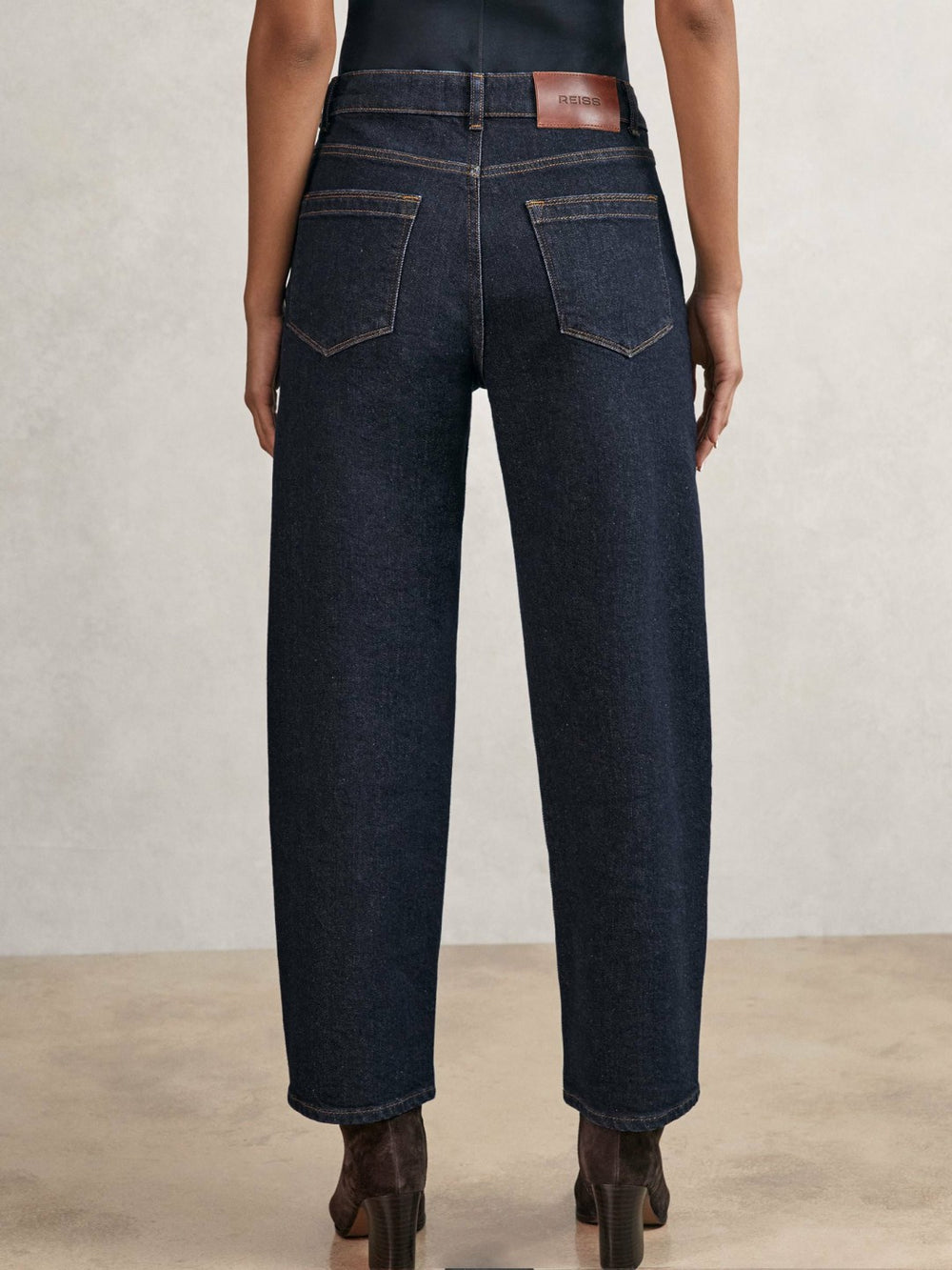 Petite Mid-Rise Straight-Leg Jeans Dark Blue | Womens