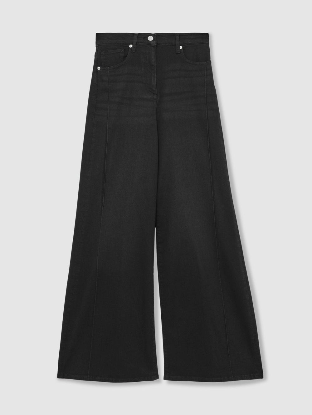 Petite Stretch-Cotton Wide-Leg Jeans Black | Womens